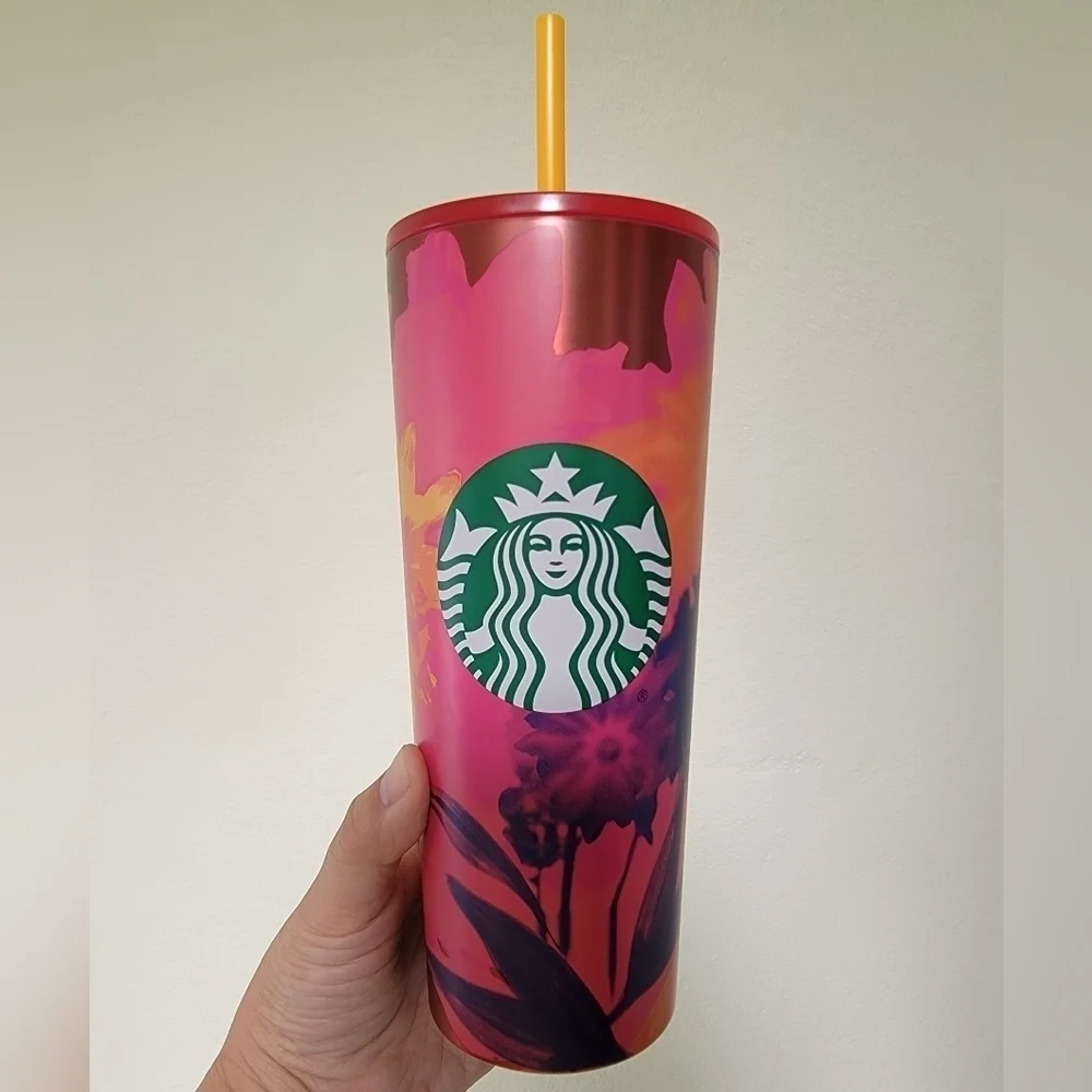 NWT Starbucks 2022 Floral Stainless Steel Venti Tumbler Cup